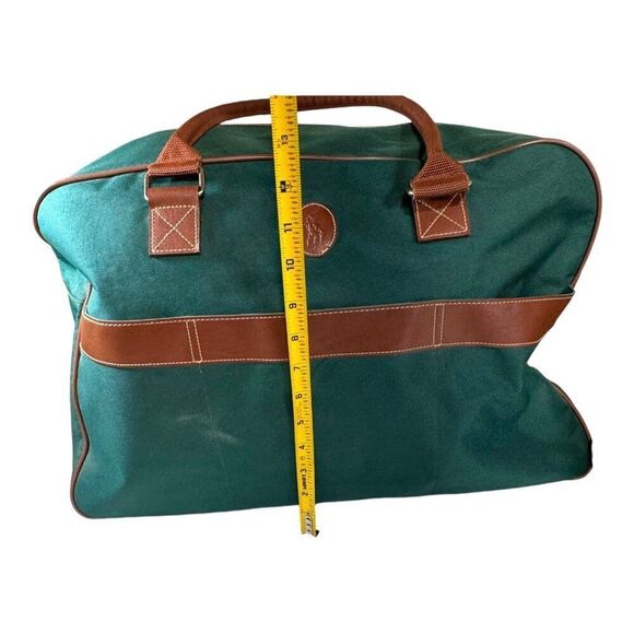 Vtg Ralph Lauren Green Brown Canvas Travel Duffle Bag Set Overnight Weekender - Picture 2 of 16